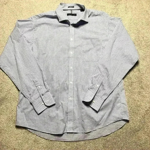 Tommy Hilfiger Button Down Shirt White and Blue Check Pattern - Picture 1 of 9